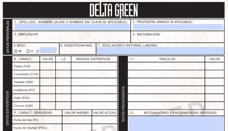 Delta Green » Delta Green character sheet en Español